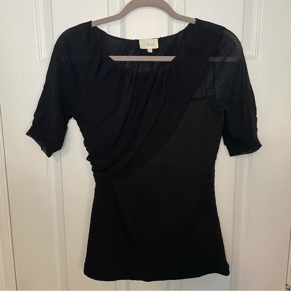 𝅺ANTHROPOLOGIE Deletta Black Blouse medium